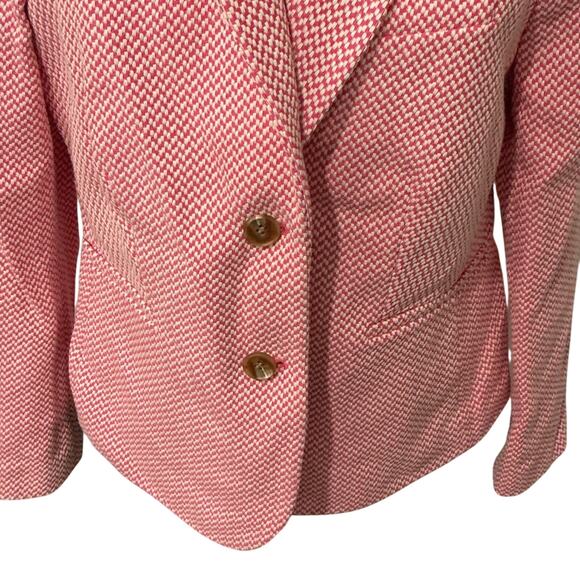 Boden Women’s Pink Herringbone Cotton Blend Checker Blazer Office Jacket Size 12 - Picture 4 of 9